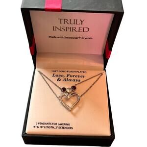 Truly Inspired Swarovski Crystal Love Forever & Always Necklace Set NEW